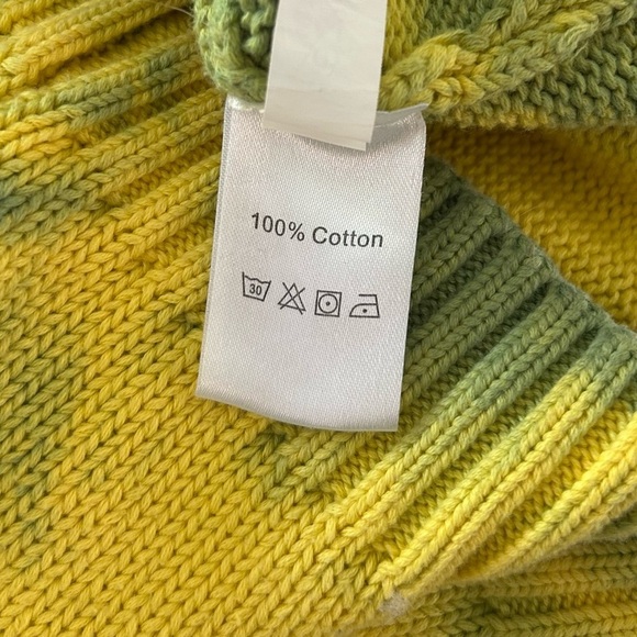 Tie Dye Safety Pin Cropped Knit Sweater Cardigan Whimsy Yellow Size Medium - Picture 7 of 8